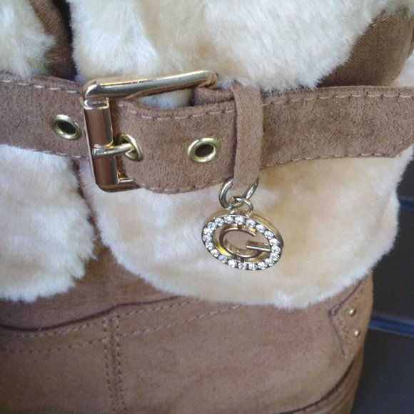G by Guess Faux Fur Lined and Fabric Adlea Short Boot Size 8M US - Picture 2 of 7